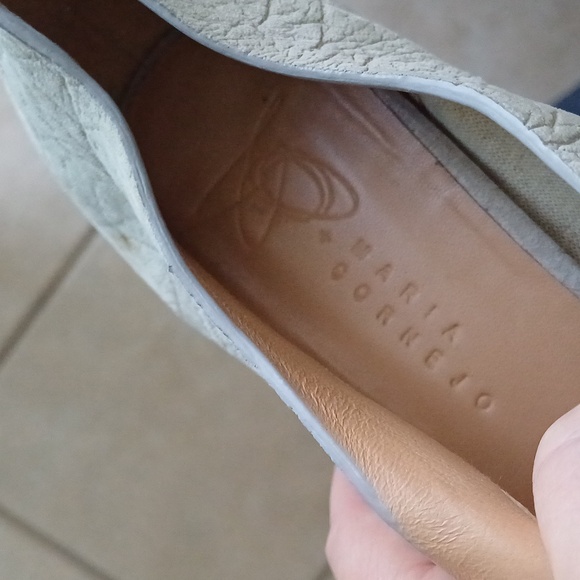 🔥🔥🔥Zero + Maria Cornejo suede powder grey peeptoe wooden wedge 10 - Picture 12 of 14